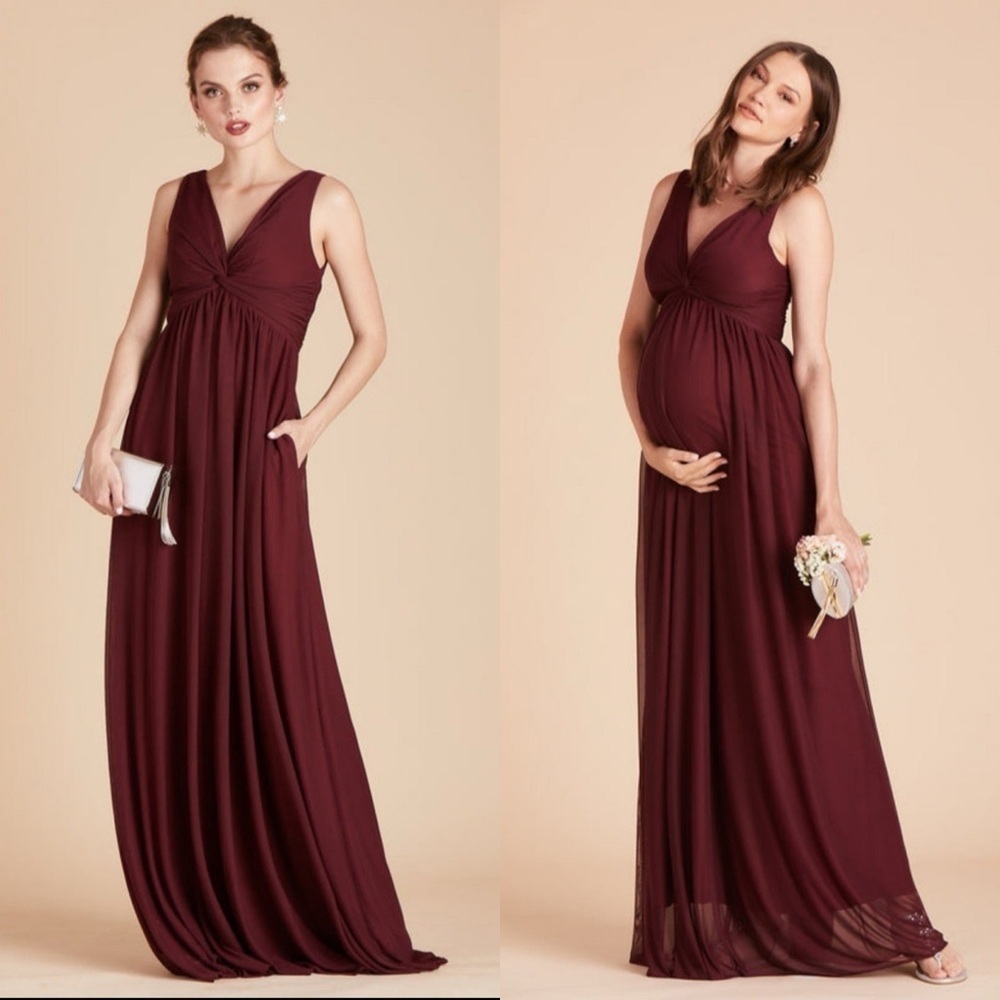 Birdy Grey Lianna Dress Cabernet Bridesmaid Maternity Gown Large NEW Formal